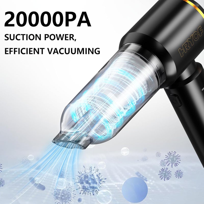 HRYCF Handheld Vacuum,Car Vacuum Cleaner,4-in-1 20000PA High Power Portable Rechargeable Vacuum Cleaner with Brushless Motor, Small Handheld Vacuum & Air Blower & Pump-Black - Image 2